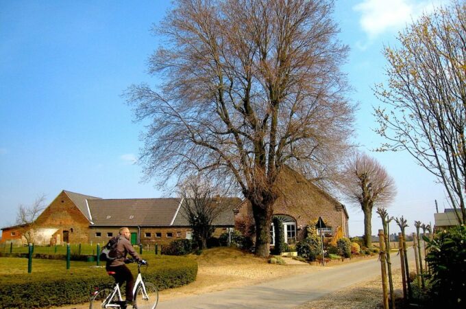 Römer Lippe Route Bislicher Insel mit Radfahrer